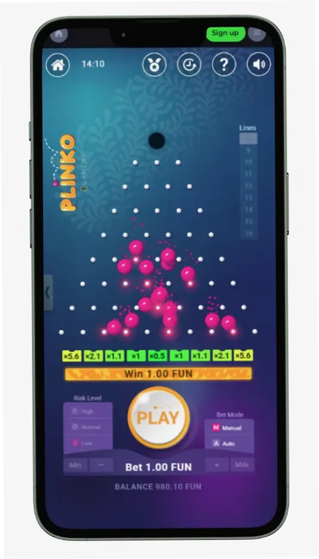 Plinko mobile app screen 3